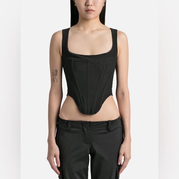 Miaou Tops - Miaou Campbell Zip back Corset S Black Mesh